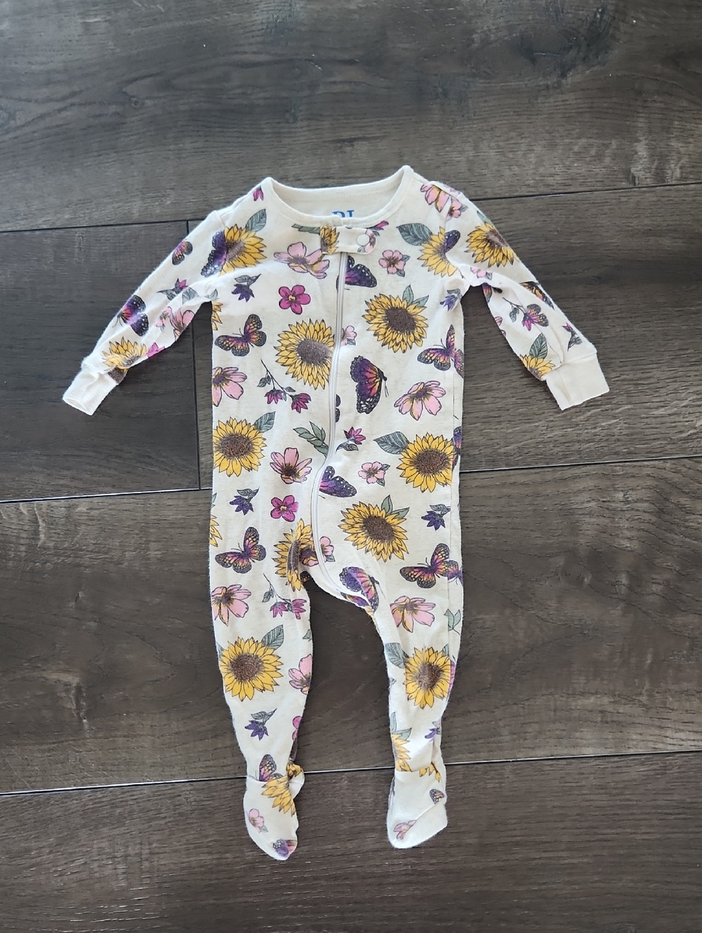 Place Cream Sunflower & Butterfly Footed One-Piece